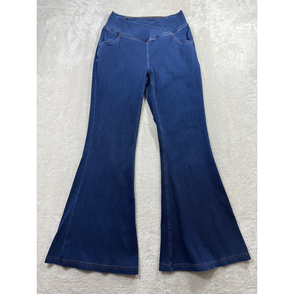 Halara Womens Crossover Flare Blue Denim Jeans M Regular Meas: 26x29.5
